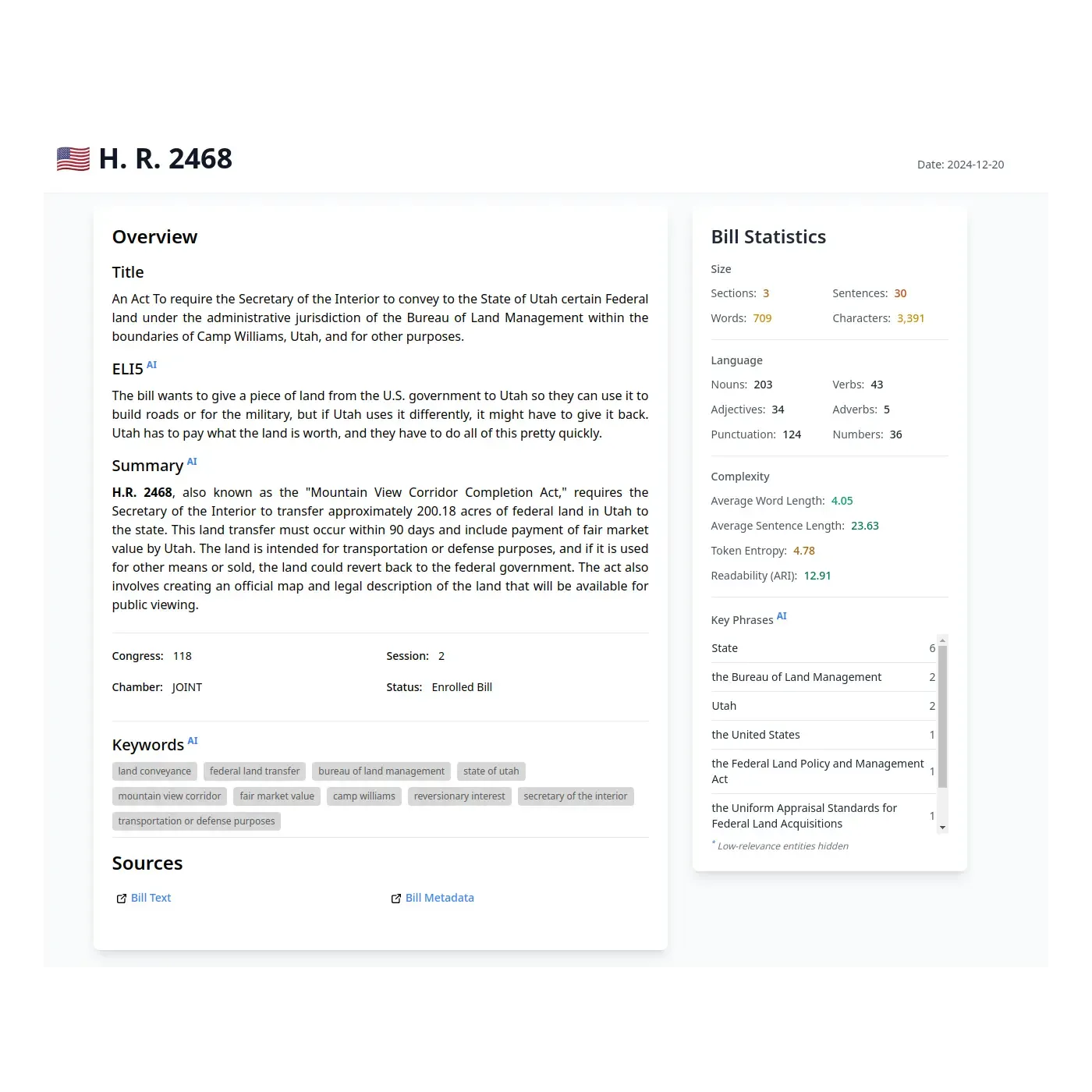 Introducing the Federal Bill Statistics Project